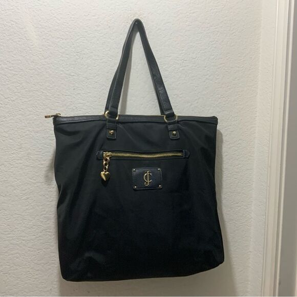 VINTAGE BLACK JUICY COUTURE NYLON SHOULDER BAG - Picture 1 of 10